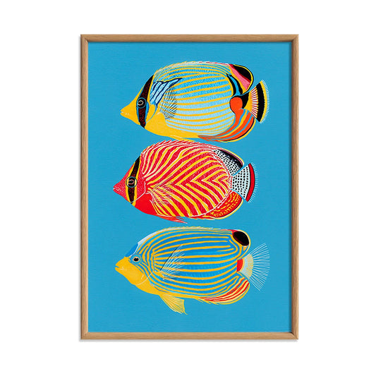 Tropical Fish Wall Art, Colorful Reef Fish Poster Print, Ocean Animal Picture, Coastal Bathroom Beach House Decor