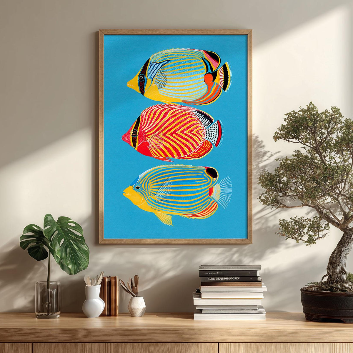 Tropical Fish Wall Art, Colorful Reef Fish Poster Print, Ocean Animal Picture, Coastal Bathroom Beach House Decor