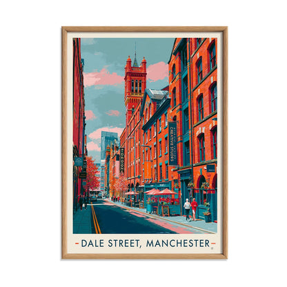 Manchester Dale Street Art Print, Retro UK City Travel Poster