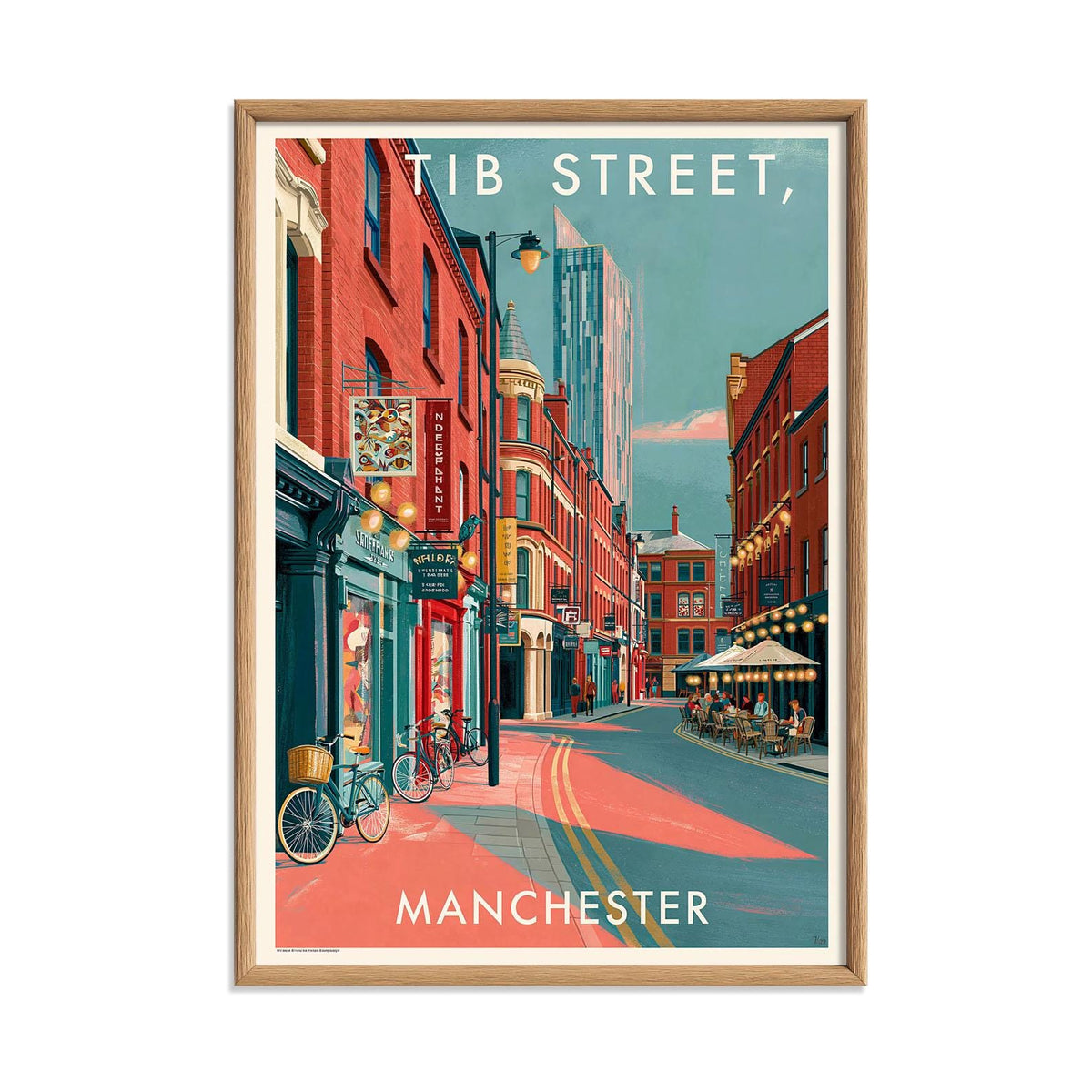 Tib Street Manchester Print, Colourful City Street Scene, Retro Travel Art, UK Decor