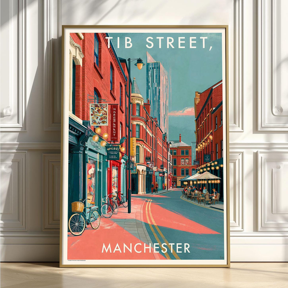 Tib Street Manchester Print, Colourful City Street Scene, Retro Travel Art, UK Decor