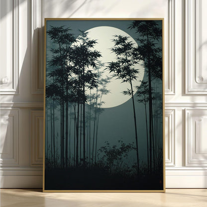 Japanese Bamboo Poster, Serene Landscape Picture Print, Asian Style Illustration