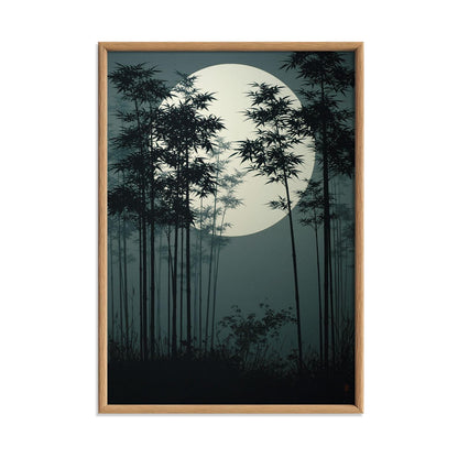 Japanese Bamboo Poster, Serene Landscape Picture Print, Asian Style Illustration