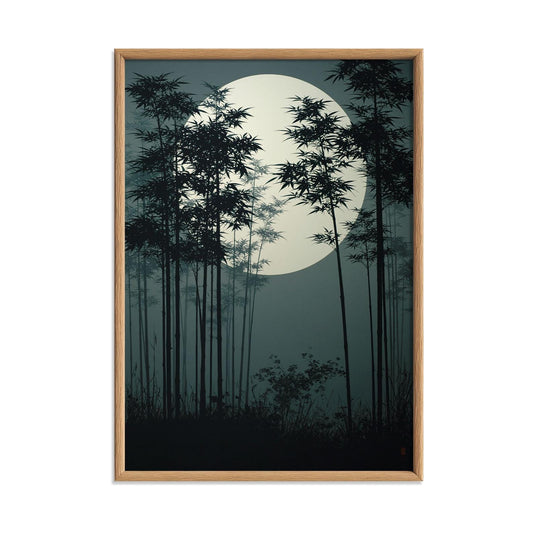 Japanese Bamboo Poster, Serene Landscape Picture Print, Asian Style Illustration