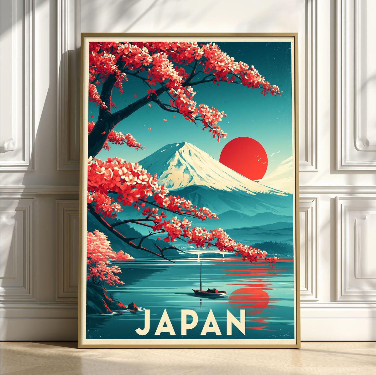 Japan Travel Poster, Mount Fuji Illustration, Landscape Art Print