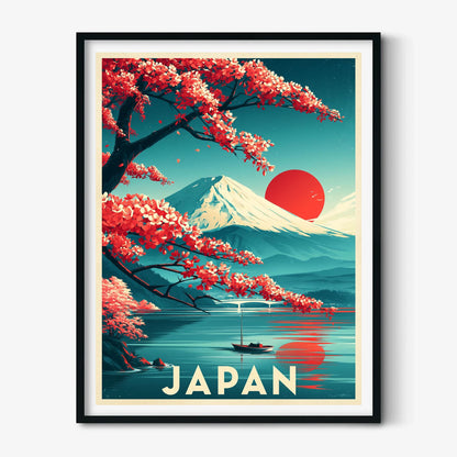 Japan Travel Poster, Mount Fuji Illustration, Landscape Art Print