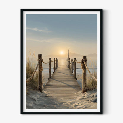 Sunset Pier Poster | Coastal Wall Art Print