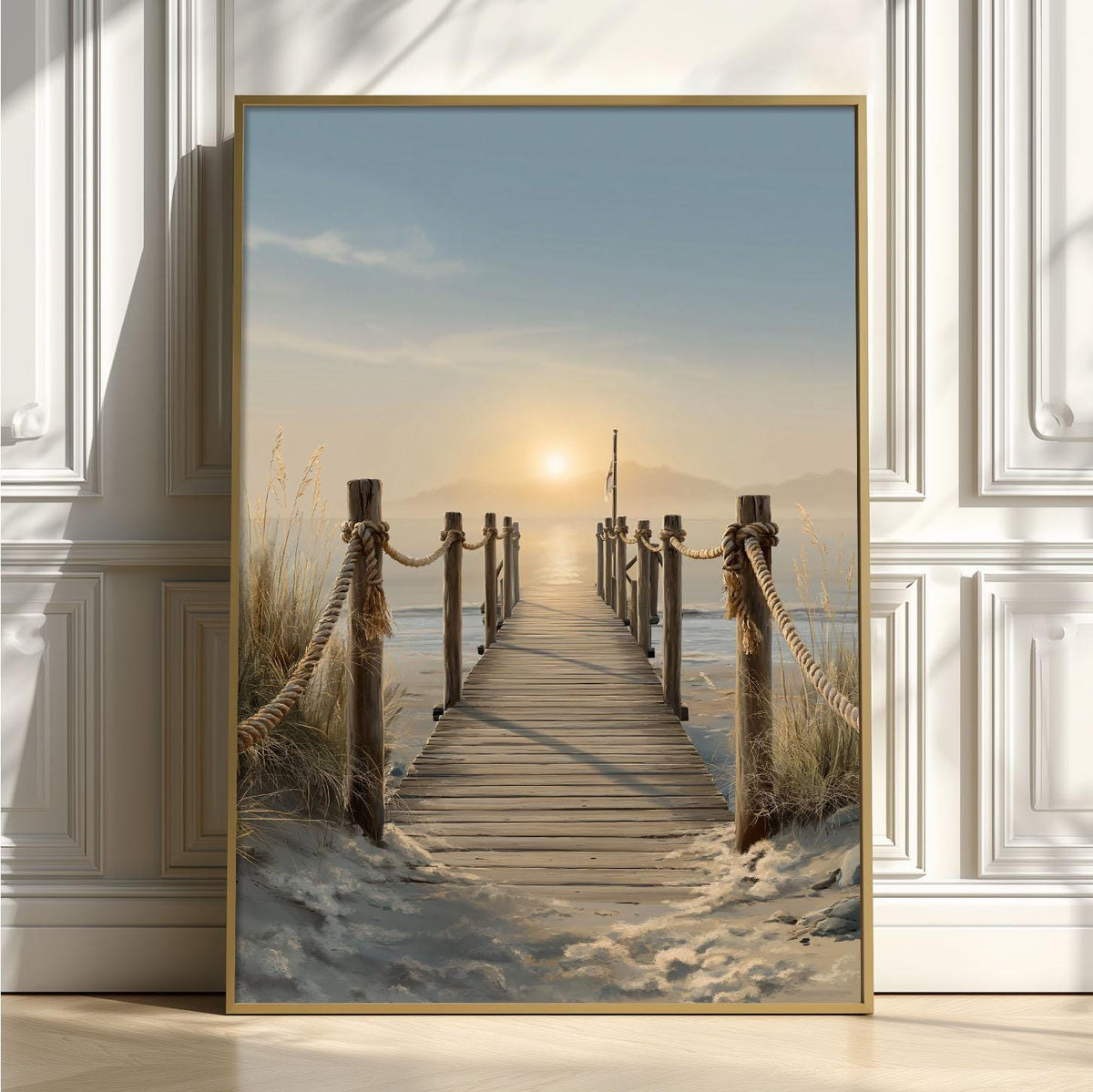 Sunset Pier Poster | Coastal Wall Art Print