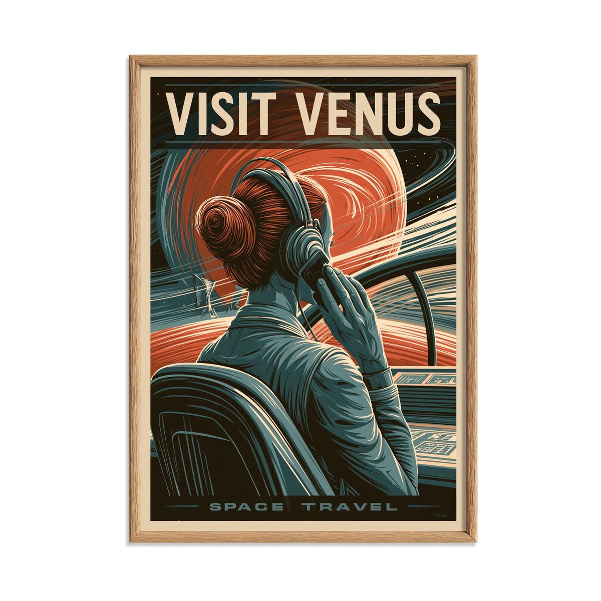 Visit Venus Poster, Retro Space Travel Wall Art Print, Sci Fi Bedroom Decor