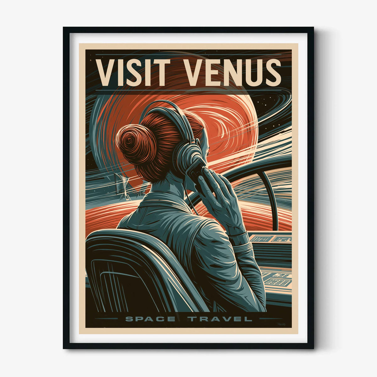 Visit Venus Poster, Retro Space Travel Wall Art Print, Sci Fi Bedroom Decor