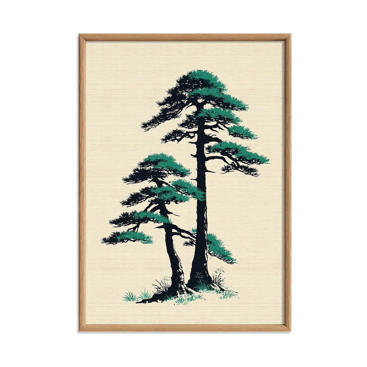 Japanese Pine Tree Print, Minimal Asian Wall Art Poster, Zen Botanical Decor