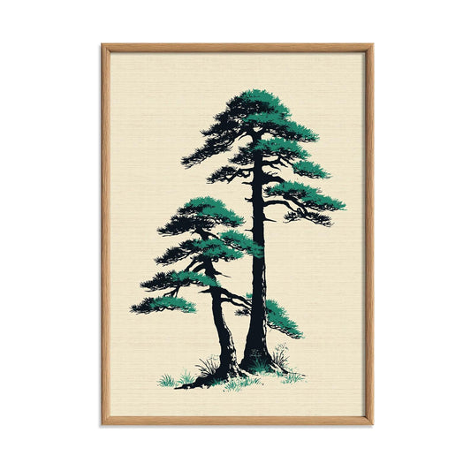 Japanese Pine Tree Print, Minimal Asian Wall Art Poster, Zen Botanical Decor