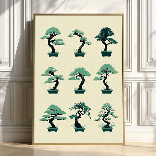 Bonsai Tree Print, Minimal Japanese Wall Art Poster, Zen Botanical Decor