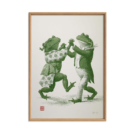 Dancing Frog Print, Vintage Animal Wall Art Poster, Whimsical Cottagecore Decor