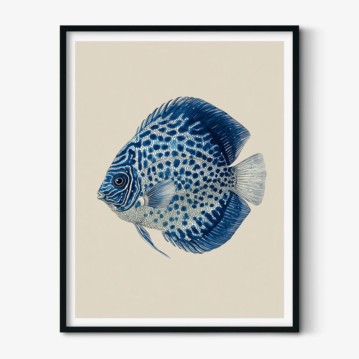Blue Discus Fish Poster, Watercolour Fish Print, Aquarium Wall Art