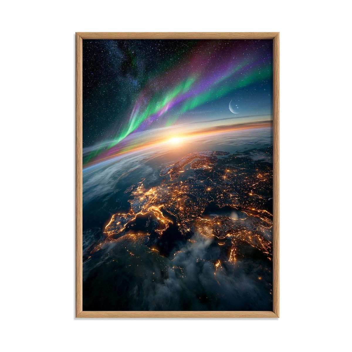Earth From Space Poster, Aurora Photography Print, Northern Lights Wall Art