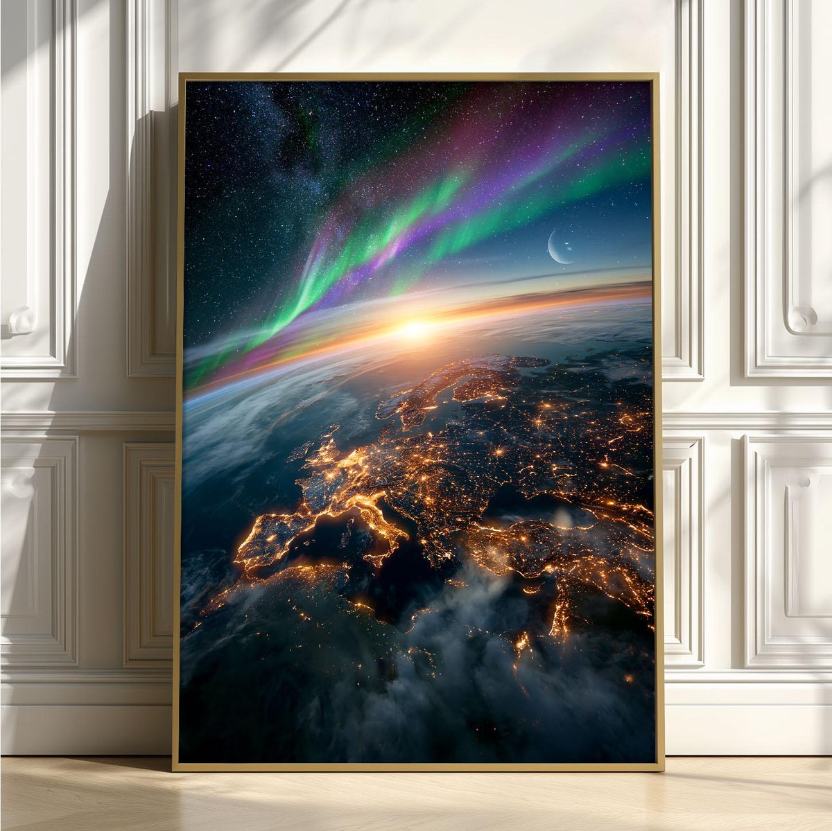 Earth From Space Poster, Aurora Photography Print, Northern Lights Wall Art