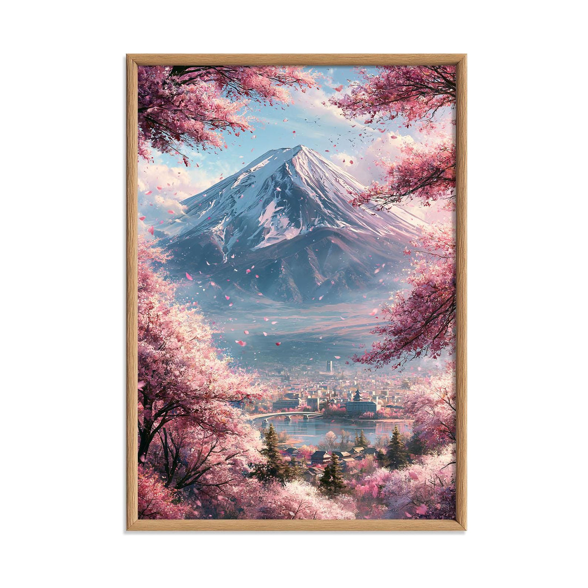 Mount Fuji Poster, Cherry Blossom Print, Japanese Landscape Wall Art