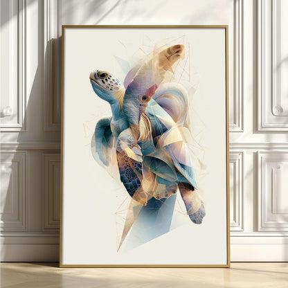 Sea Turtle Poster, Ocean Animal Print, Coastal Bathroom Wall Art