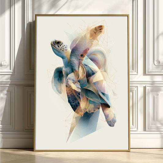 Sea Turtle Poster, Ocean Animal Print, Coastal Bathroom Wall Art