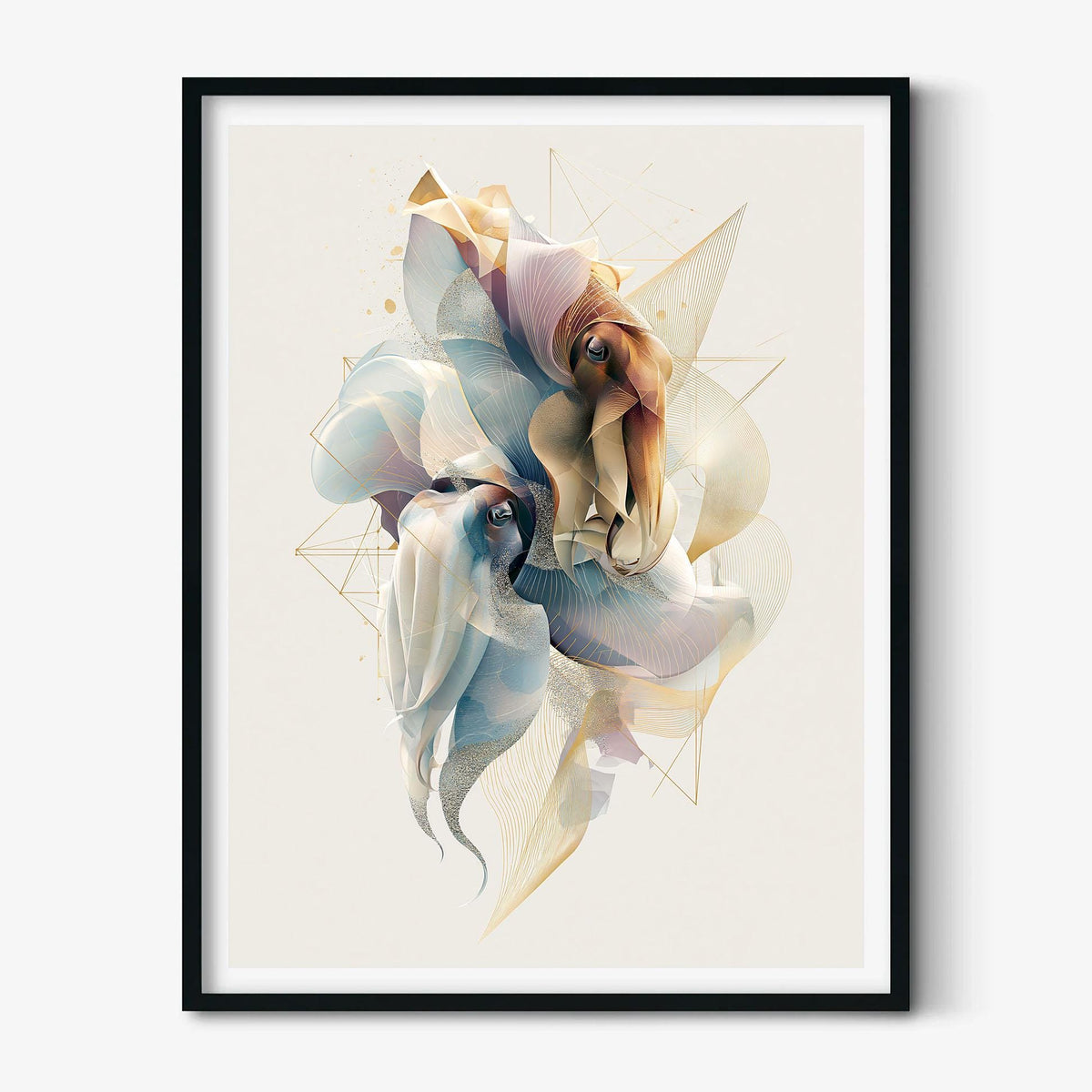 Cuttlefish Poster, Squid Ocean Print, Coastal Bathroom Wall Art