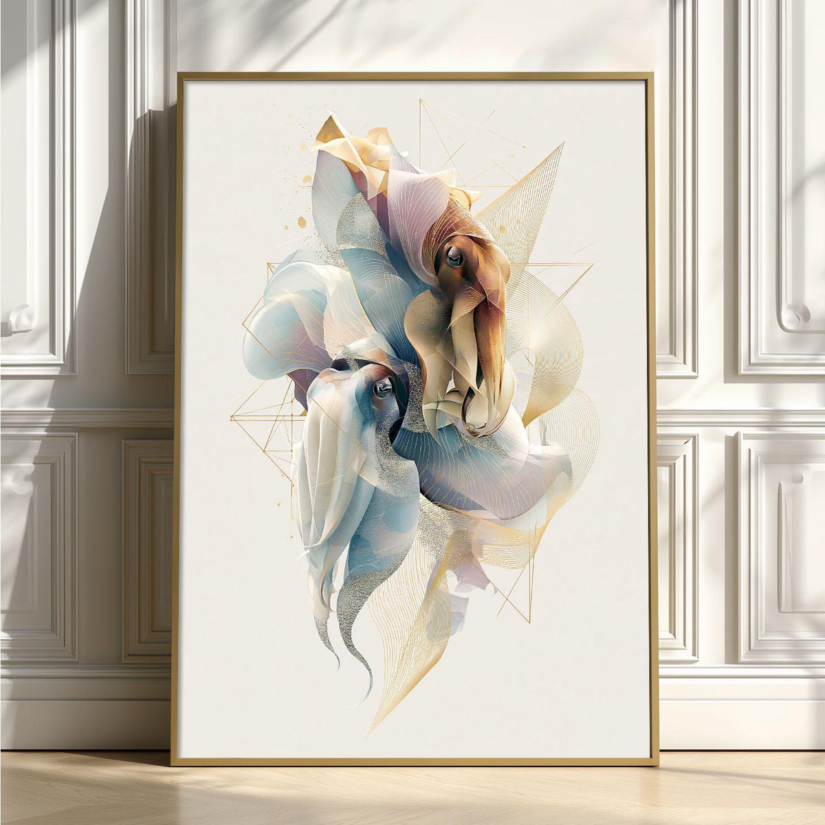 Cuttlefish Poster, Squid Ocean Print, Coastal Bathroom Wall Art