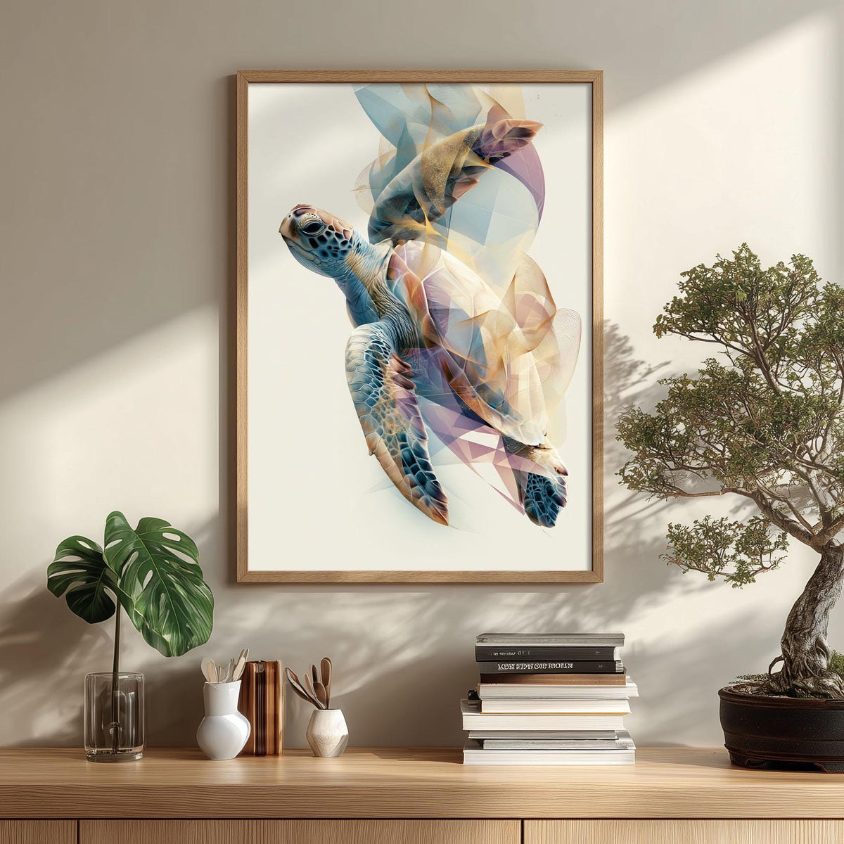 Sea Turtle Poster, Ocean Animal Print, Coastal Bathroom Wall Art