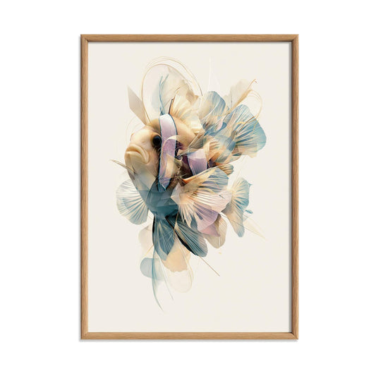 Abstract Clownfish Poster, Ocean Fish Print, Coastal Bathroom Wall Art
