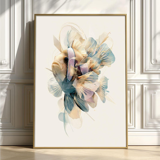 Abstract Clownfish Poster, Ocean Fish Print, Coastal Bathroom Wall Art