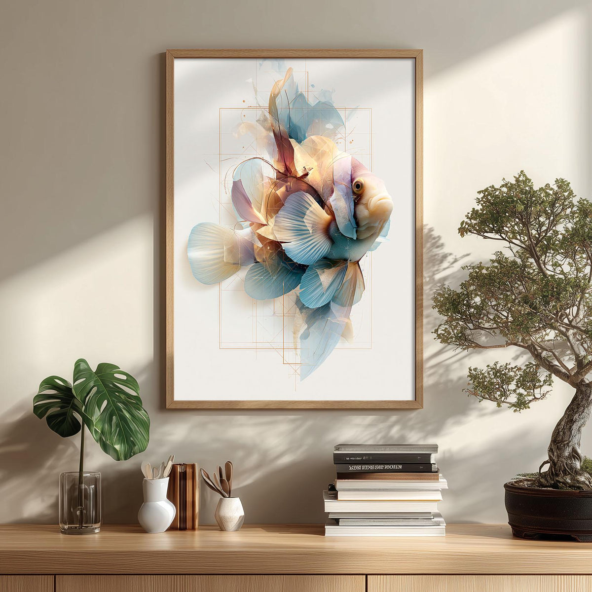 Clownfish Print, Ocean Fish Poster, Coastal Bathroom Wall Art