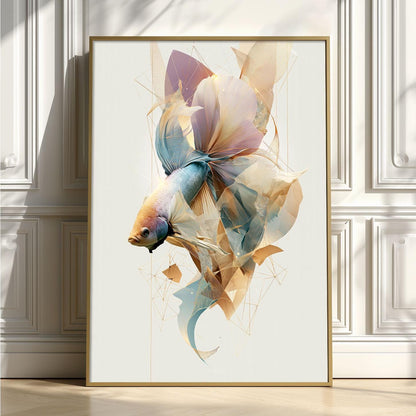 Betta Fish Poster, Aquarium Fish Print, Coastal Bathroom Wall Art