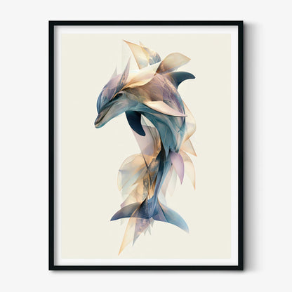 Dolphin Poster, Ocean Animal Print, Coastal Bathroom Wall Art