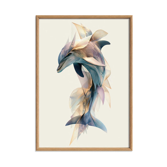 Dolphin Poster, Ocean Animal Print, Coastal Bathroom Wall Art