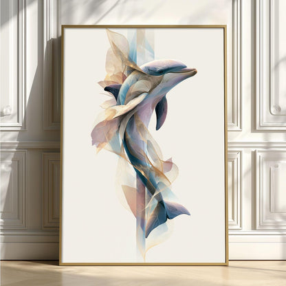 Dolphin Print, Ocean Animal Poster, Coastal Wall Art