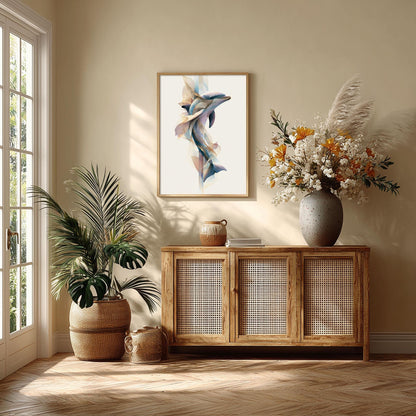 Dolphin Print, Ocean Animal Poster, Coastal Wall Art