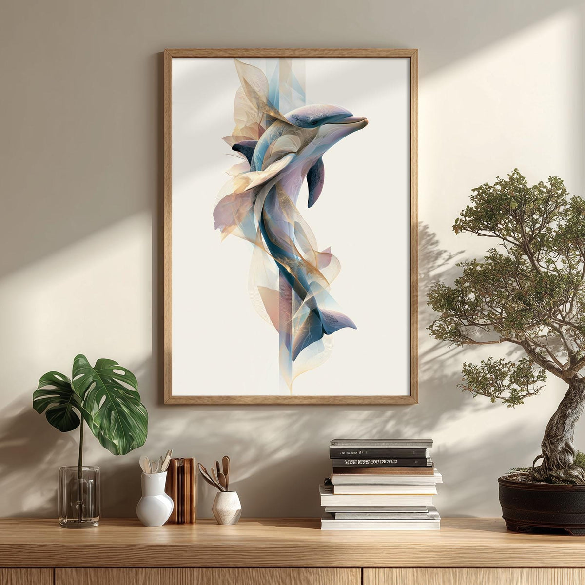 Dolphin Print, Ocean Animal Poster, Coastal Wall Art