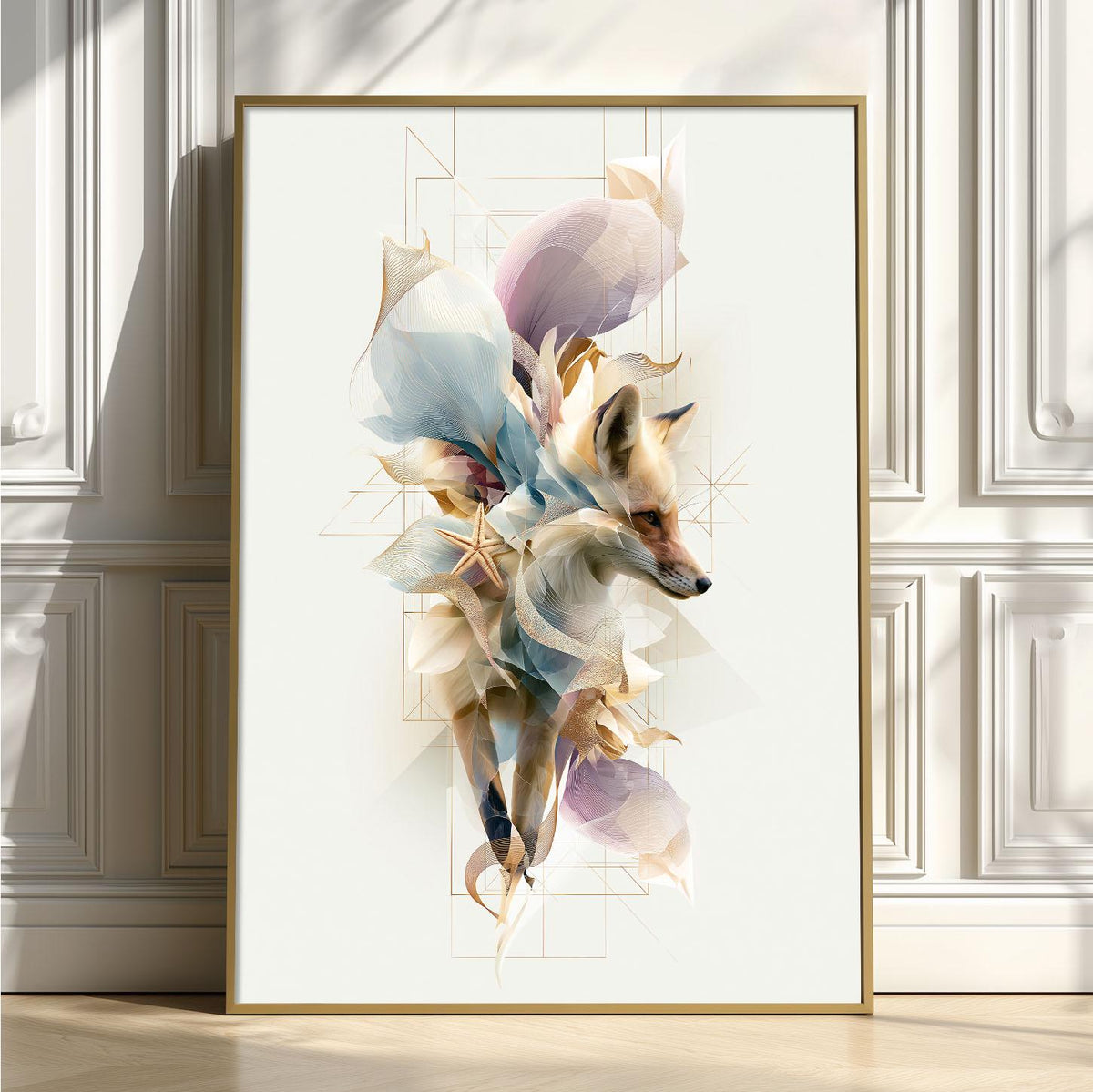 Fox Poster, Woodland Animal Print, Modern Abstract Wall Art