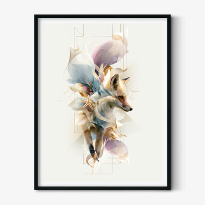 Fox Poster, Woodland Animal Print, Modern Abstract Wall Art