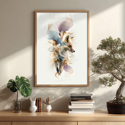 Fox Poster, Woodland Animal Print, Modern Abstract Wall Art