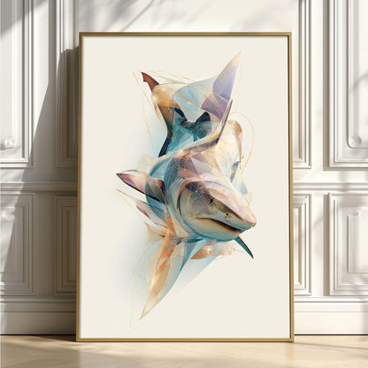 Tiger Shark Poster, Ocean Animal Print, Modern Marine Wall Art