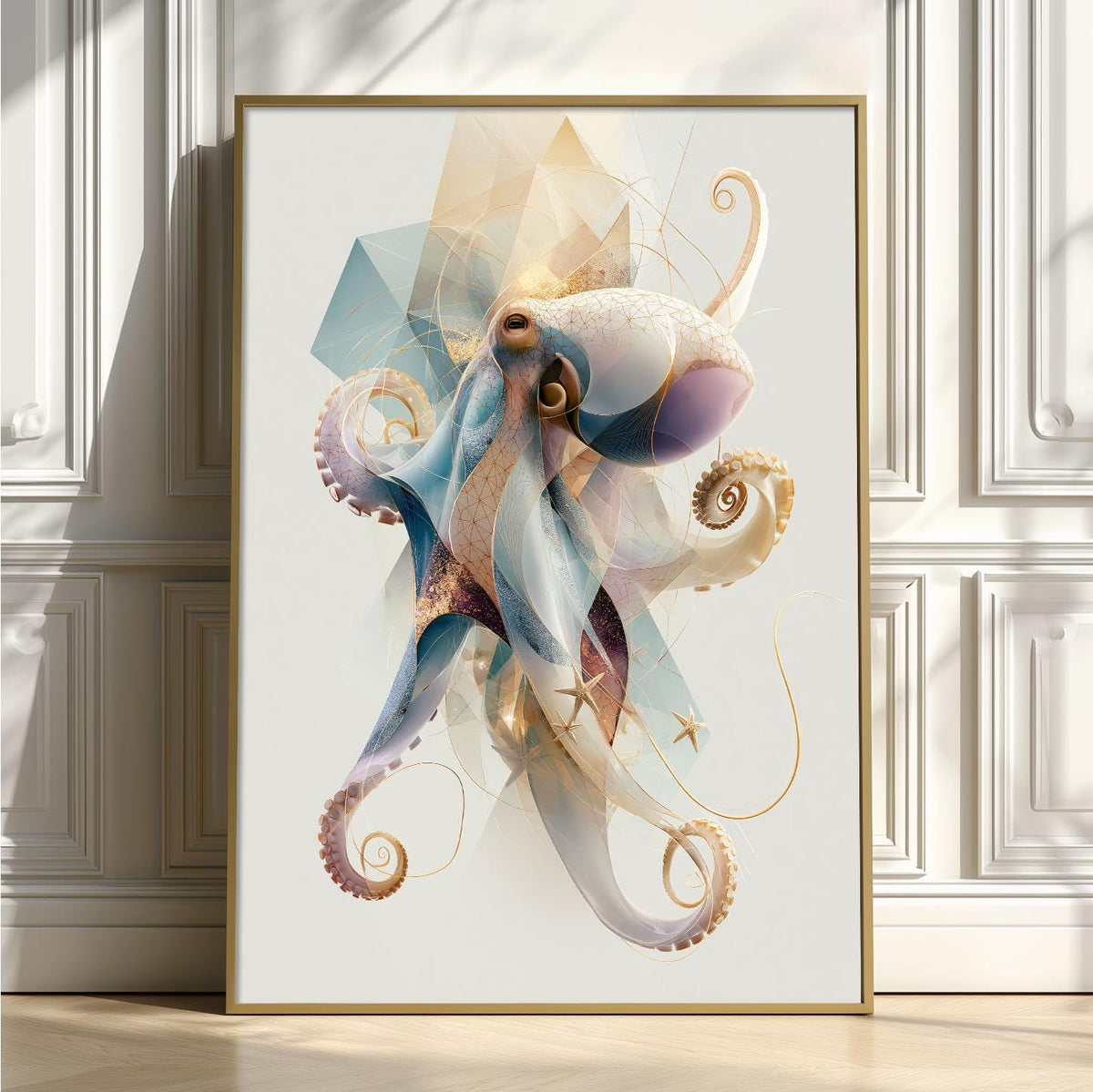 Octopus Poster, Pastel Sea Life Print, Modern Ocean Wall Art
