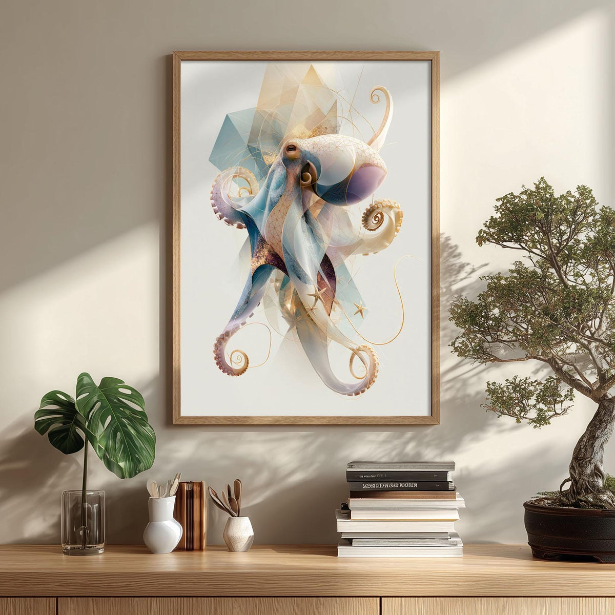 Octopus Poster, Pastel Sea Life Print, Modern Ocean Wall Art