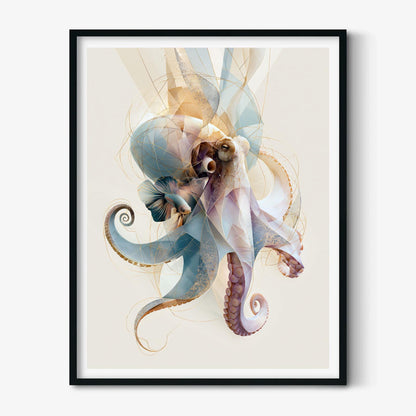 Octopus Print, Pastel Sea Life Poster, Modern Marine Wall Art