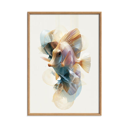 Yellow Tang Fish Print, Abstract Geometric Ocean Wall Art