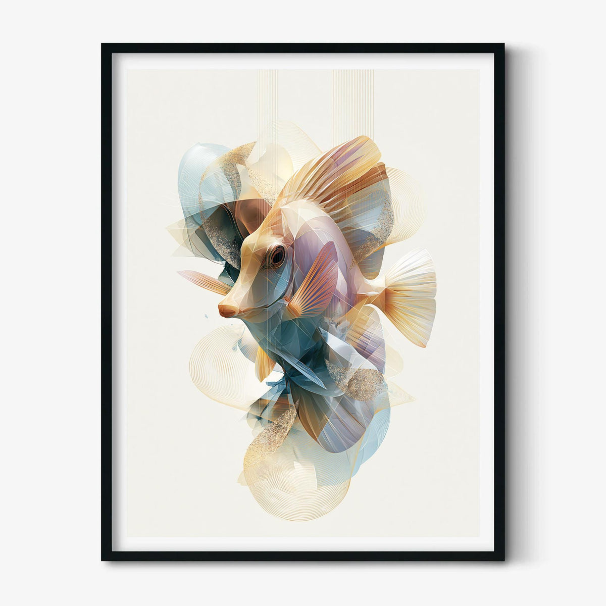 Yellow Tang Fish Print, Abstract Geometric Ocean Wall Art