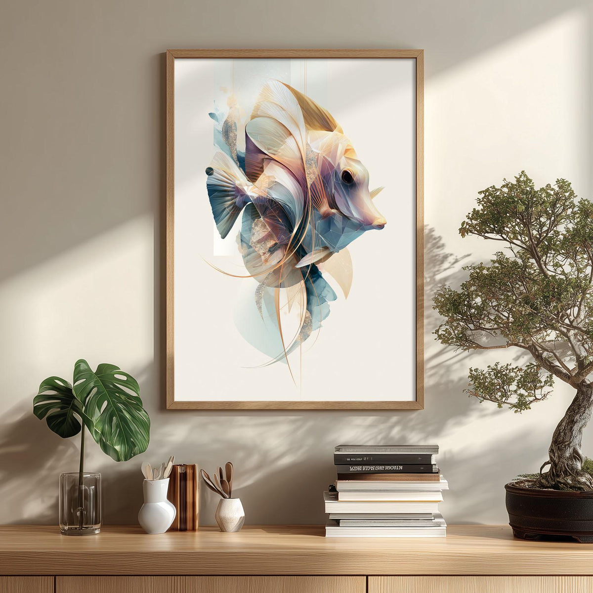 Yellow Tang Poster, Tropical Aquarium Print, Pastel Ocean Fish Wall Art