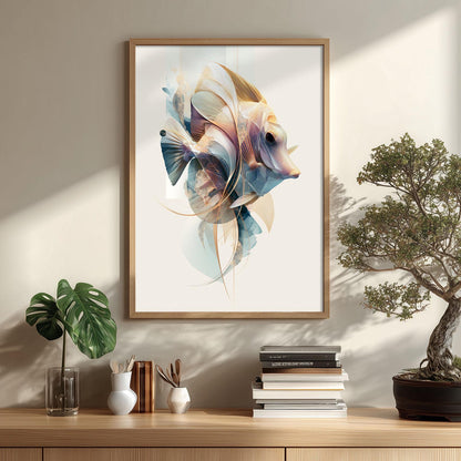 Yellow Tang Poster, Tropical Aquarium Print, Pastel Ocean Fish Wall Art