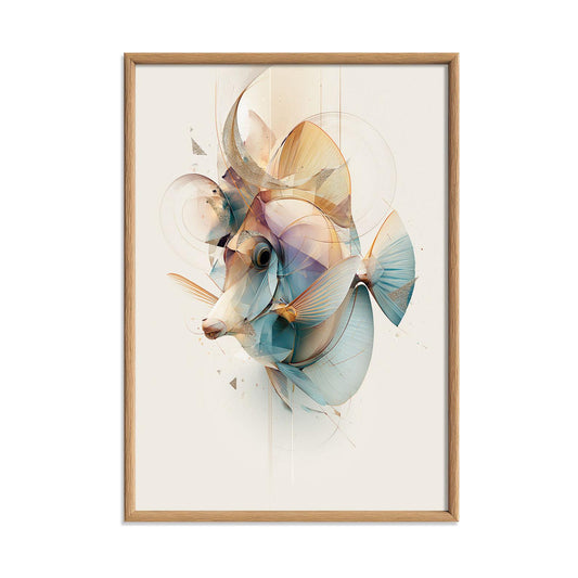 Yellow Tang Poster, Abstract Tropical Fish Print, Modern Aquarium Wall Art