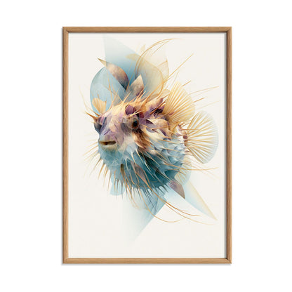 Pufferfish Poster, Pastel Sea Life Print, Modern Marine Wall Art