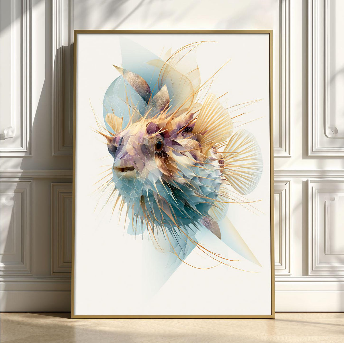 Pufferfish Poster, Pastel Sea Life Print, Modern Marine Wall Art